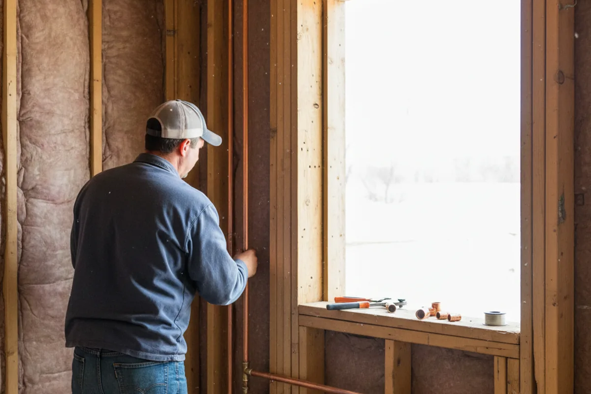 Licensed plumber running new copper supply lines in a Roaring River home