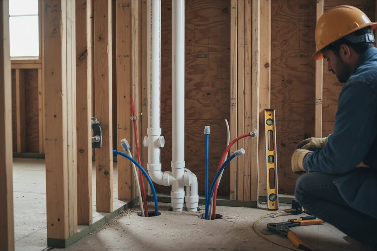 Drain and supply rough-in during Leak Detection in Roaring River