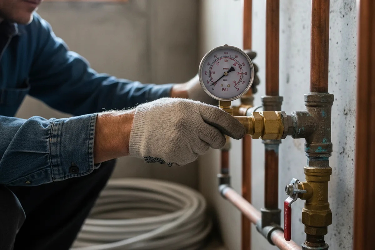 Pressure testing a repaired line during Water Line Repair in Roaring River